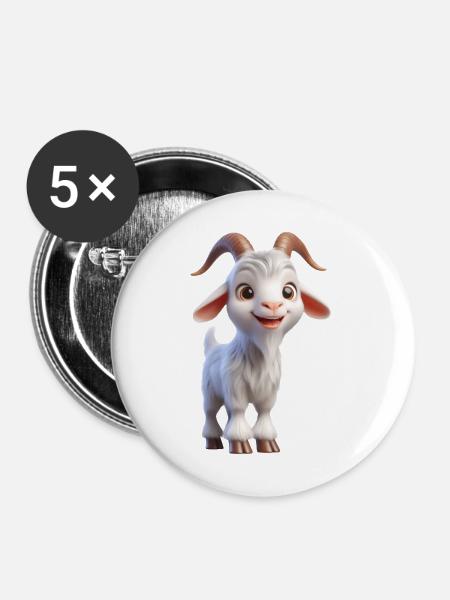 Ziege 2 - Buttons groß 56 mm (5er Pack) - Weiß