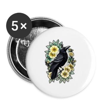 The grace and elegance of the crow. - Buttons large 2.2''/56 mm (5-pack) - white - Front