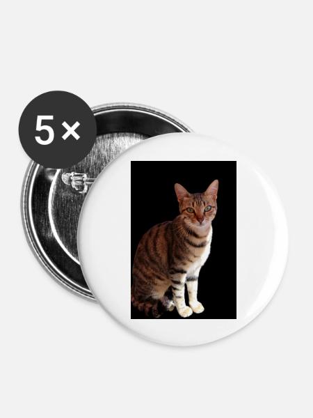 Katze Katze süßes Kätzchen - Buttons groß 56 mm (5er Pack) - Weiß
