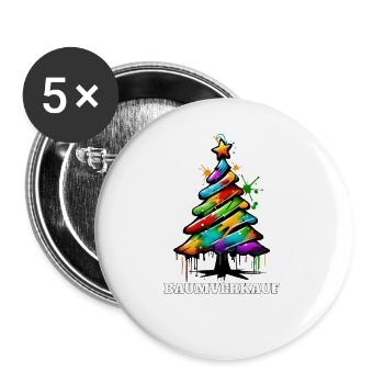 Baumverkauf Weihnachtsbaum Christbaum Tanne - Buttons groß 56 mm (5er Pack) - Weiß - Vorne