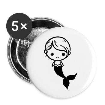 Meerjungfrau - Buttons groß 56 mm (5er Pack) - Weiß - Vorne