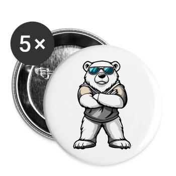 Polar Bear Comic - Buttons large 2.2''/56 mm (5-pack) - white - Front