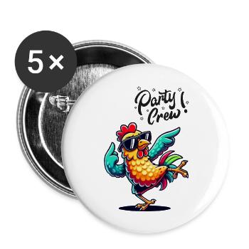 Chicken Party Crew - Buttons large 2.2''/56 mm (5-pack) - white - Front