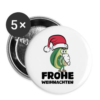 avocado merry christmas beard cartoon cartoon logo - Buttons large 2.2''/56 mm (5-pack) - white - Front