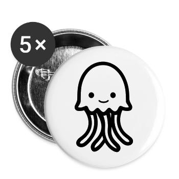 Qualle - Buttons groß 56 mm (5er Pack) - Weiß - Vorne