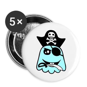 Pirat Geist Lustiges Böses Gespenst Halloween Spaß - Buttons groß 56 mm (5er Pack) - Weiß - Vorne