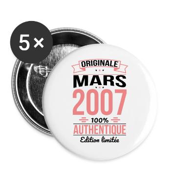 18th Birthday - Original - March 2007 - Buttons large 2.2''/56 mm (5-pack) - white - Front