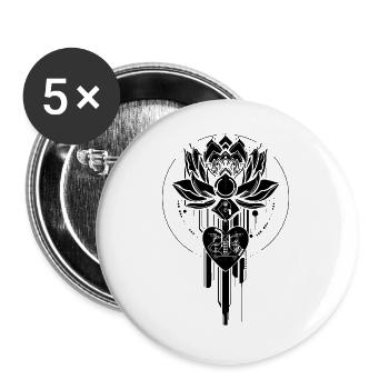 Cyberlotus Black - Buttons groß 56 mm (5er Pack) - Weiß - Vorne