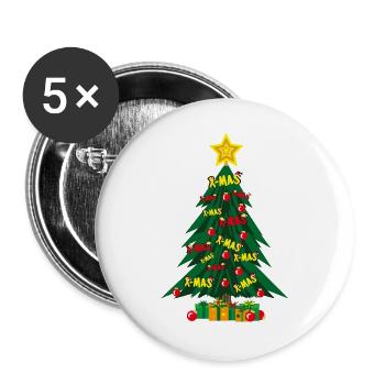 Christmas tree with a lot of love and star. - Buttons large 2.2''/56 mm (5-pack) - white - Front