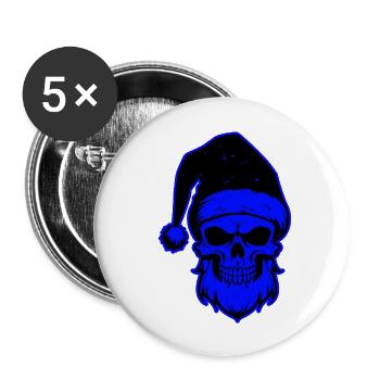 Squelette de crâne de Père Noël - Lot de 5 grands badges (56 mm) - blanc - Devant