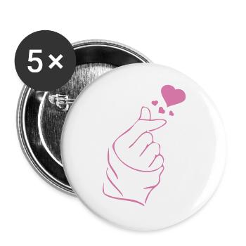 Finger heart k-pop K-drama 2 colors - Buttons large 2.2''/56 mm (5-pack) - white - Front