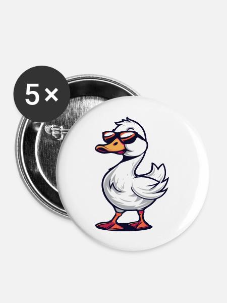Gans Tier - Buttons groß 56 mm (5er Pack) - Weiß