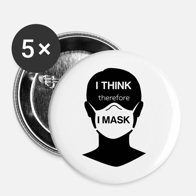 I think therefore I mask - Buttons large 2.2''/56 mm (5-pack) - white