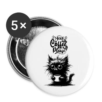 Kaffee Katze Morgenmuffel Katzenliebhaber Kollege - Buttons groß 56 mm (5er Pack) - Weiß - Vorne