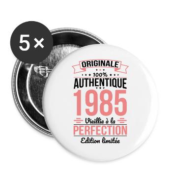 Anniversaire 40 ans - Originale - 1985 - Lot de 5 grands badges (56 mm) - blanc - Devant
