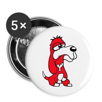 chien assis bave salive langue drôle idiot bande dessinée - Lot de 5 grands badges (56 mm) - blanc - Devant