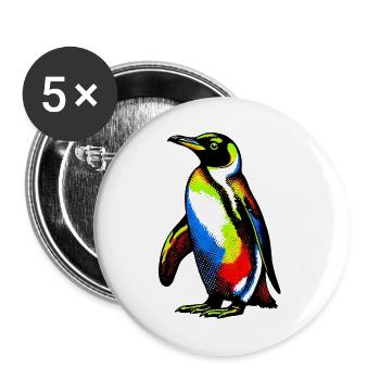 Pingouin - Lot de 5 grands badges (56 mm) - blanc - Devant