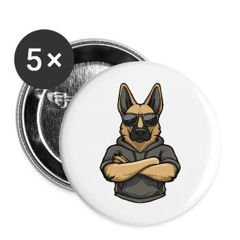 Lunettes de soleil chien berger - Lot de 5 grands badges (56 mm) - blanc - Devant