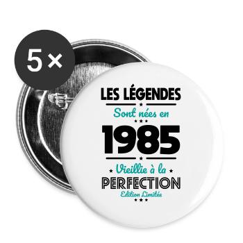 40 Years Anniversary - Legends Were Born in 1985 - Buttons large 2.2''/56 mm (5-pack) - white - Front