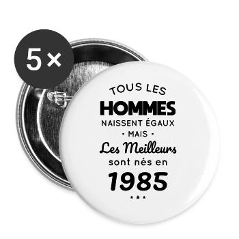 40-jähriges Jubiläum - Best Born in 1985 - Buttons groß 56 mm (5er Pack) - Weiß - Vorne