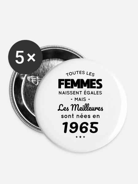 60° compleanno - I migliori sono nati nel 1965 - Confezione da 5 spille grandi (56 mm) - bianco