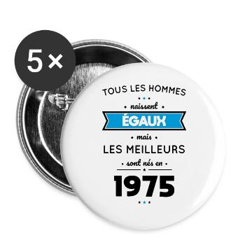 50-jähriges Jubiläum - Best Born in 1975 - Buttons groß 56 mm (5er Pack) - Weiß - Vorne