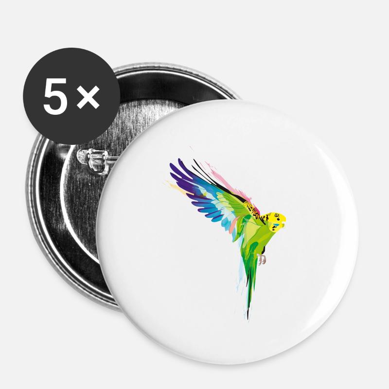Budgerigar - Buttons large 2.2''/56 mm (5-pack) - white