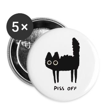 Grumpy Kitty Vibes – Lass mich in Ruhe - Buttons groß 56 mm (5er Pack) - Weiß - Vorne