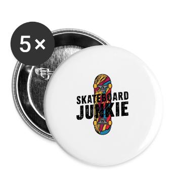 Skateboard Junkie - Buttons large 2.2''/56 mm (5-pack) - white - Front
