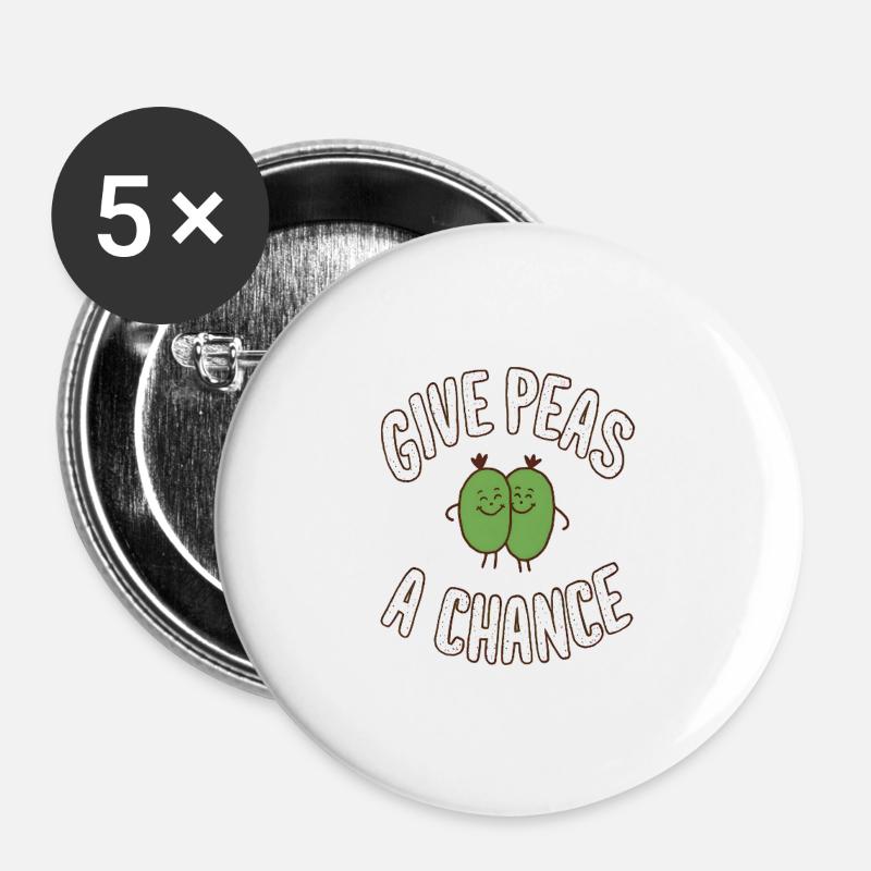 Give Peas a Chance - Buttons groß 56 mm (5er Pack) - Weiß