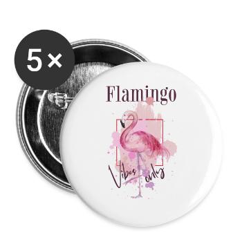 Flamingo Vibes Oiseau Exotique Été Rose Rose - Lot de 5 grands badges (56 mm) - blanc - Devant