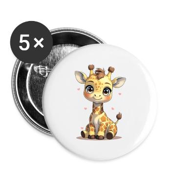 Baby Giraffe - Buttons large 2.2''/56 mm (5-pack) - white - Front