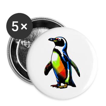 Pingouin - Lot de 5 grands badges (56 mm) - blanc - Devant