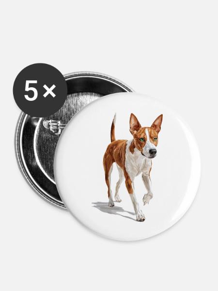 Basenji - Buttons groß 56 mm (5er Pack) - Weiß