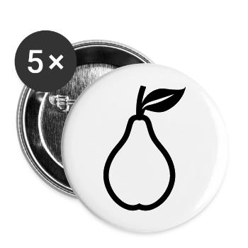 Birne - Buttons groß 56 mm (5er Pack) - Weiß - Vorne