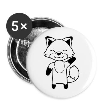 Renard agitant la main amicale bonjour salutation mignon - Lot de 5 grands badges (56 mm) - blanc - Devant