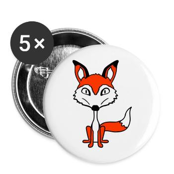 Renard Mauvais œil Dangereux Fou Animal sauvage - Lot de 5 grands badges (56 mm) - blanc - Devant