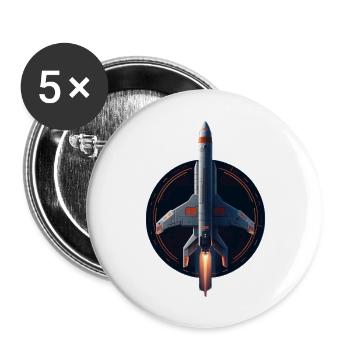 Fusée spatiale - Lot de 5 grands badges (56 mm) - blanc - Devant