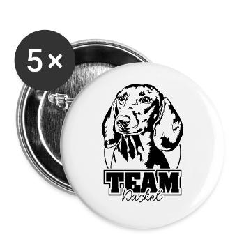 TEAM Dackel Hund Hunde Wilsigns - Buttons groß 56 mm (5er Pack) - Weiß - Vorne