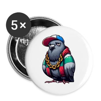 pigeon hiphop - Lot de 5 grands badges (56 mm) - blanc - Devant