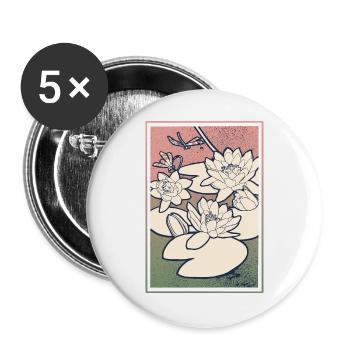 Seerosen Illustration – Ruhe & Natur - Buttons groß 56 mm (5er Pack) - Weiß - Vorne