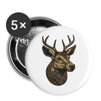 Hirsch Porträt - Buttons groß 56 mm (5er Pack) - Weiß - Vorne