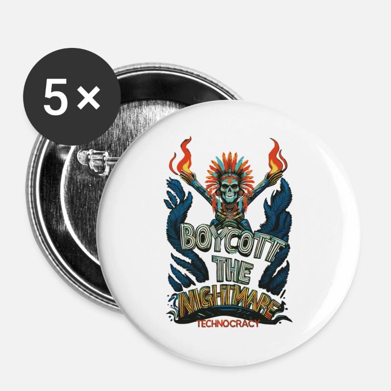 NIGHTMARE - Buttons large 2.2''/56 mm (5-pack) - white