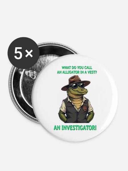 Ein Ermittler - Buttons groß 56 mm (5er Pack) - Weiß