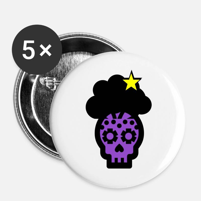 Punk Skull - Buttons large 2.2''/56 mm (5-pack) - white