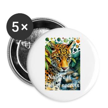 Leopard im Dschungel Natur ist voller Geheimnisse - Buttons groß 56 mm (5er Pack) - Weiß - Vorne