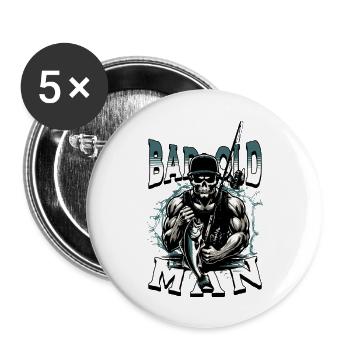 BAD OLD MAN Angler - Buttons groß 56 mm (5er Pack) - Weiß - Vorne