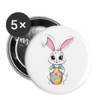 Easter bunny with Easter eggs - Buttons large 2.2''/56 mm (5-pack) - white - Front