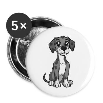 Great Dane Dog Cute - Buttons large 2.2''/56 mm (5-pack) - white - Front