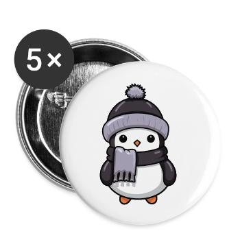 Penguin Winter Animal Baby Comic - Buttons large 2.2''/56 mm (5-pack) - white - Front
